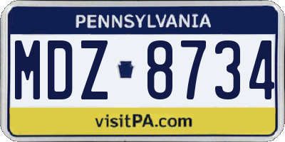 PA license plate MDZ8734