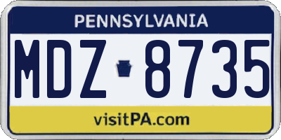PA license plate MDZ8735