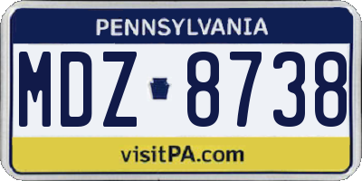 PA license plate MDZ8738