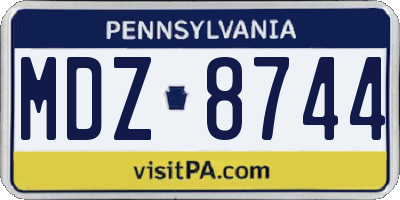 PA license plate MDZ8744