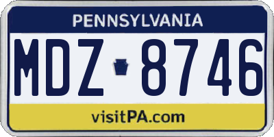 PA license plate MDZ8746