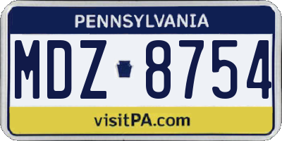 PA license plate MDZ8754