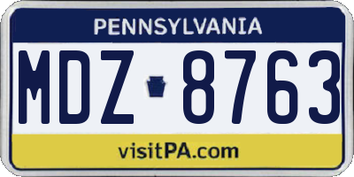 PA license plate MDZ8763