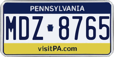PA license plate MDZ8765