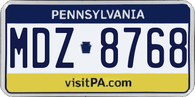 PA license plate MDZ8768