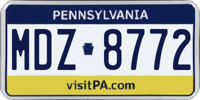 PA license plate MDZ8772
