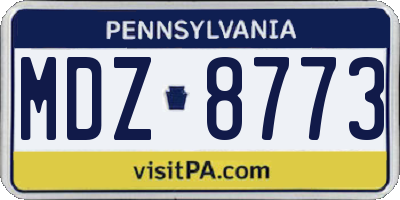 PA license plate MDZ8773