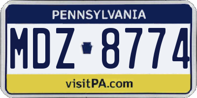 PA license plate MDZ8774