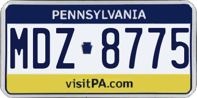 PA license plate MDZ8775