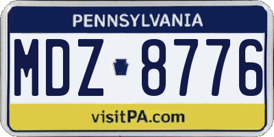 PA license plate MDZ8776