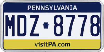 PA license plate MDZ8778