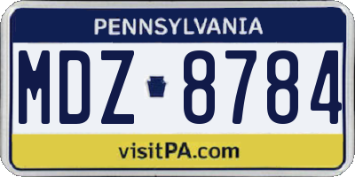 PA license plate MDZ8784