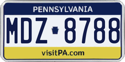 PA license plate MDZ8788