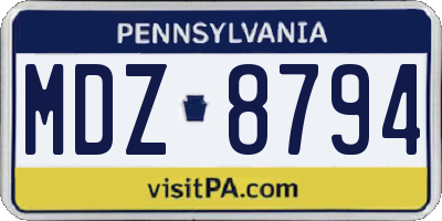 PA license plate MDZ8794