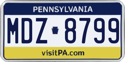 PA license plate MDZ8799