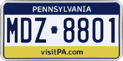 PA license plate MDZ8801