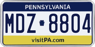 PA license plate MDZ8804