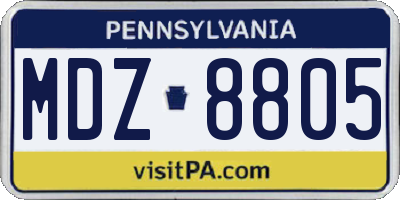 PA license plate MDZ8805