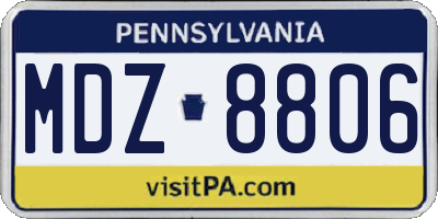PA license plate MDZ8806