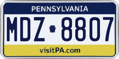 PA license plate MDZ8807