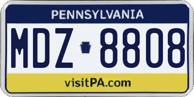PA license plate MDZ8808