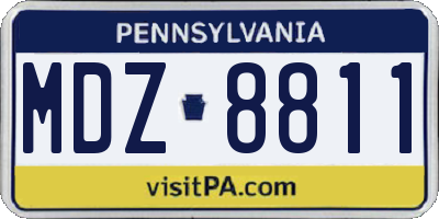 PA license plate MDZ8811