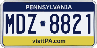 PA license plate MDZ8821