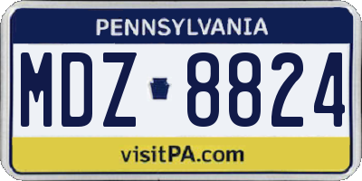 PA license plate MDZ8824
