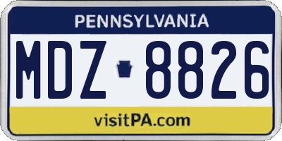 PA license plate MDZ8826