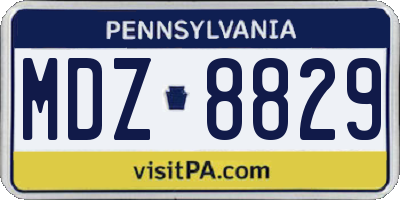 PA license plate MDZ8829