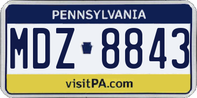 PA license plate MDZ8843