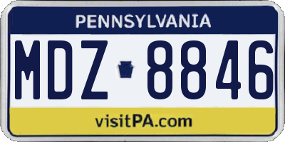 PA license plate MDZ8846