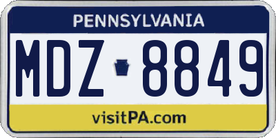 PA license plate MDZ8849