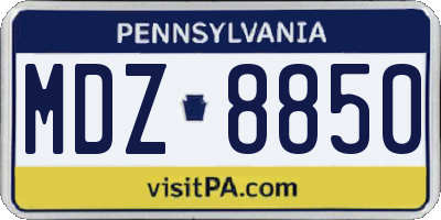 PA license plate MDZ8850
