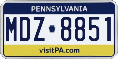 PA license plate MDZ8851
