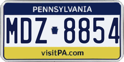 PA license plate MDZ8854