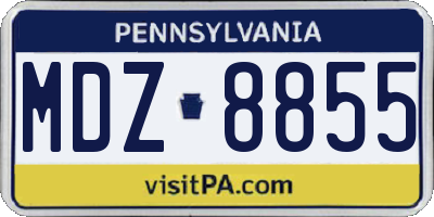 PA license plate MDZ8855