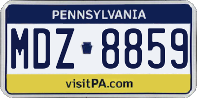 PA license plate MDZ8859