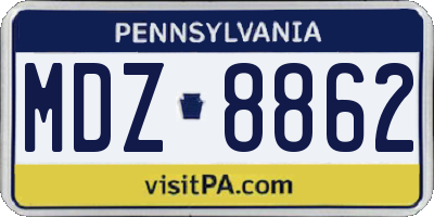 PA license plate MDZ8862