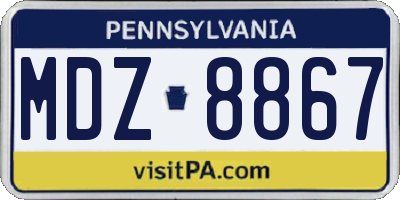 PA license plate MDZ8867