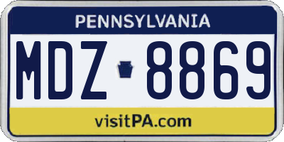 PA license plate MDZ8869