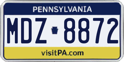 PA license plate MDZ8872