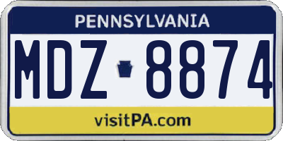 PA license plate MDZ8874