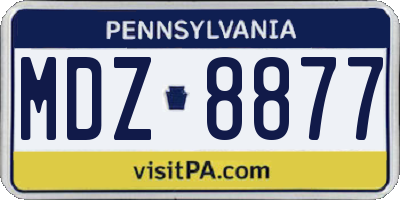 PA license plate MDZ8877