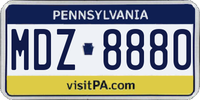 PA license plate MDZ8880