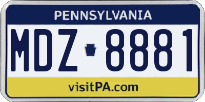 PA license plate MDZ8881
