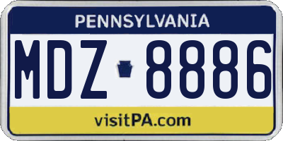 PA license plate MDZ8886