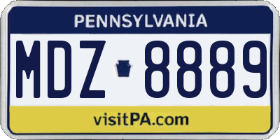 PA license plate MDZ8889