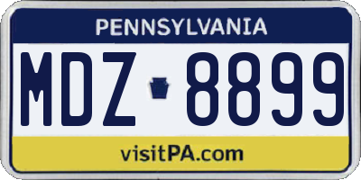 PA license plate MDZ8899