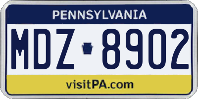 PA license plate MDZ8902